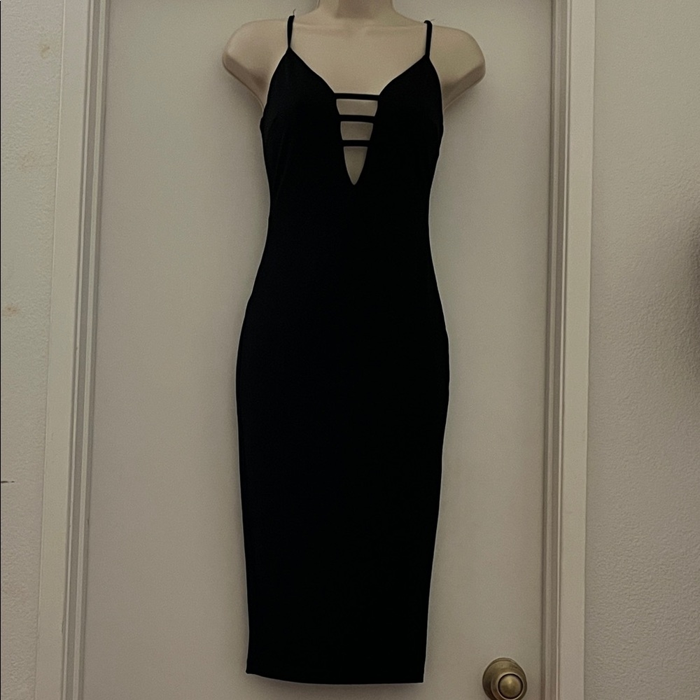 Dance & Marvel Black Strappy Bodycon Midi Dress